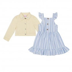 Little Lass Toddler Girls 2-Piece Dress & Jacket Set – Tank Dress with Butterfly Jacket - Anise Yellow