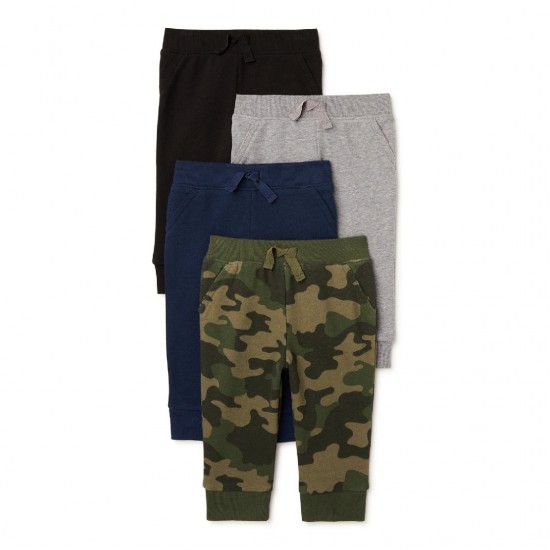 Garanimals Baby Boys 4-Pack French Terry Jogger Pants – Soft Everyday Joggers