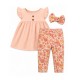 René Rofé Baby Girls 3-Piece Outfit Set – Top, Leggings & Headband (100% Cotton)