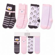 Hudson Baby 4-Pack Baby Girl Knee High Socks – Penguin & Bear Cotton Socks