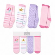 Hudson Baby 4-Pack Baby Knee High Socks – Mermaid & Sea Life Cotton Socks Hudson Baby 4-Pack Baby Knee High Socks – Mermaid & Sea Life Cotton Socks
