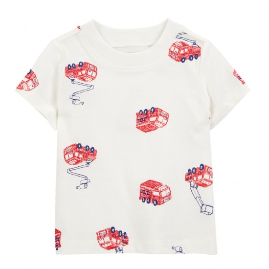 Carter’s Baby Boy 2-Piece Fire Truck Tee & Shortall Set – Grey