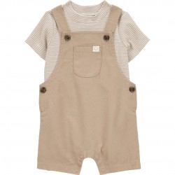Carter’s Child of Mine Baby Boy 2-Piece Shortall Set – Brown Overalls & T-Shirt