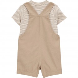Carter’s Child of Mine Baby Boy 2-Piece Shortall Set – Brown Overalls & T-Shirt