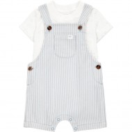 Carter’s Child of Mine Baby Boy 2-Piece Shortall Set – Stripe Overalls & T-Shirt