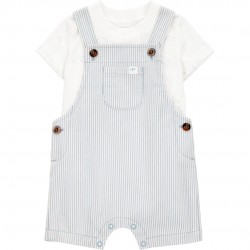 Carter’s Child of Mine Baby Boy 2-Piece Shortall Set – Stripe Overalls & T-Shirt