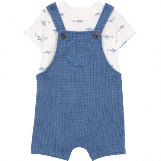 Carter’s Child of Mine Baby Boy 2-Piece Shark Print Shortall Set – Thermal Overalls & T-Shirt Carter’s Child of Mine Baby Boy 2-Piece Shark Print Shortall Set – Thermal Overalls & T-Shirt