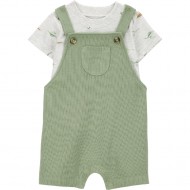 Carter’s Child of Mine Baby Boy 2-Piece Dinosaur Print Shortall Set – Thermal Overalls & T-Shirt