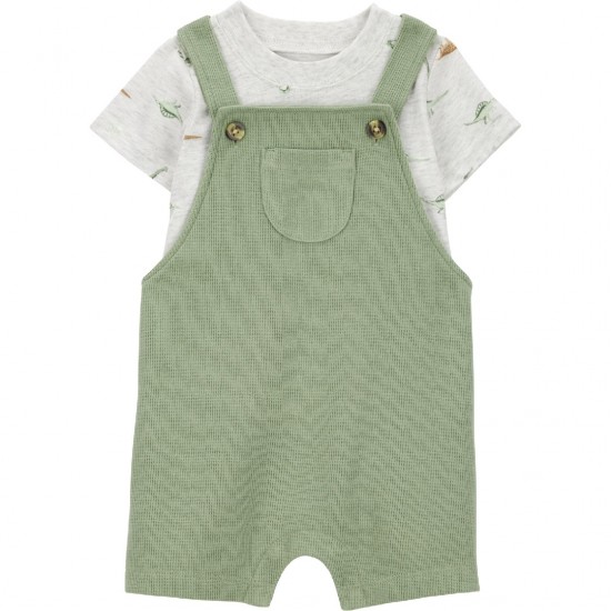 Carter’s Child of Mine Baby Boy 2-Piece Dinosaur Print Shortall Set – Thermal Overalls & T-Shirt Carter’s Child of Mine Baby Boy 2-Piece Dinosaur Print Shortall Set – Thermal Overalls & T-Shirt