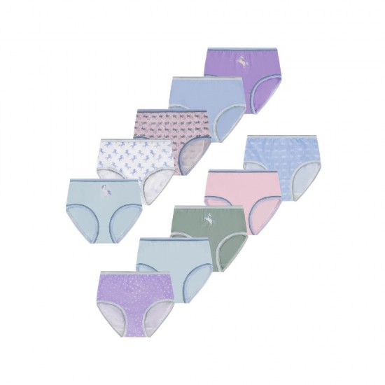 Girls 10-Pack Cotton Brief Underwear - Unicorn