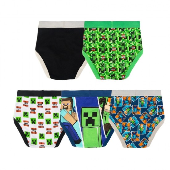 Minecraft Boys 5-Pack Cotton Briefs β Character Underwear Minecraft Boys 5-Pack Cotton Briefs β Character Underwear