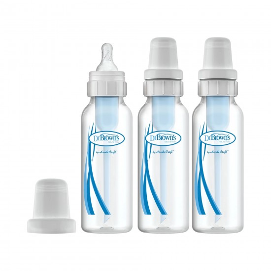 Dr. Brown's Natural Flow Anti-Colic Baby Bottles -Blue - 8oz - 3-Pack