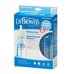 Dr. Brown's Natural Flow Anti-Colic Baby Bottles -Blue - 8oz - 3-Pack