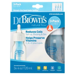 Dr. Brown's Natural Flow Anti-Colic Baby Bottles -Blue - 4oz - 3-Pack
