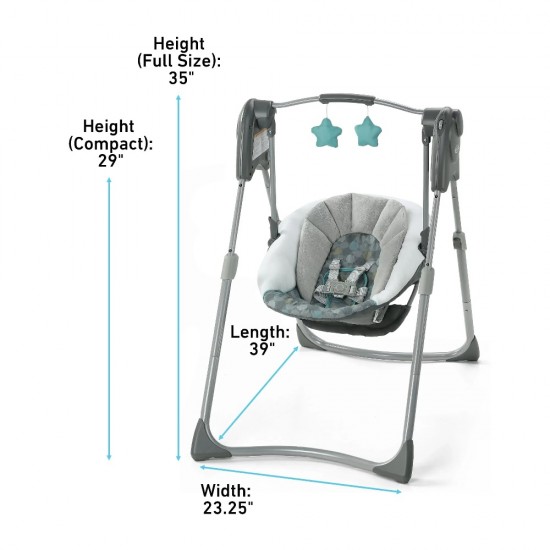 Graco Slim Spaces™ Compact Baby Swing – Tilden Gray Graco Slim Spaces™ Compact Baby Swing – Tilden Gray