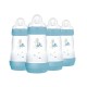 MAM Easy Start™ Self-Sterilizing Anti-Colic Baby Bottle Blue – 260 ml x 4 Bottles 