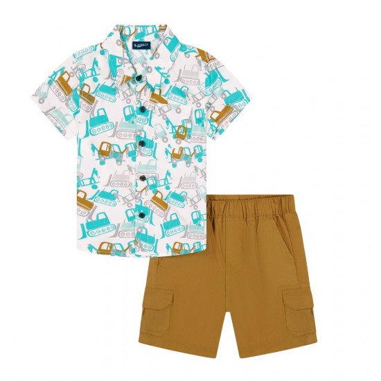 Little Rebels Toddler Boys Tractor Print Shirt & Shorts Set – 2 Piece Outfit Little Rebels Toddler Boys Tractor Print Shirt & Shorts Set – 2 Piece Outfit