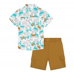 Little Rebels Toddler Boys Tractor Print Shirt & Shorts Set – 2 Piece Outfit