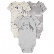 Carter’s Child of Mine Baby Boys Short-Sleeve Bodysuits Safari Striped– 3 Pack