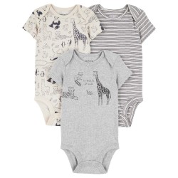 Carter’s Child of Mine Baby Boys Short-Sleeve Bodysuits Safari Striped– 3 Pack