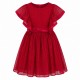 Girls Metallic Lurex Chiffon Sleeveless Dress – Red