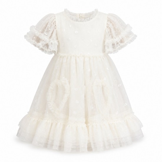 Kensie Girl Sequin Mesh Short Sleeve Dress – Ivory Silver (12 Months–3T) Kensie Girl Sequin Mesh Short Sleeve Dress – Ivory Silver (12 Months–3T)