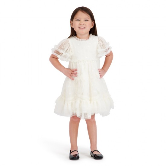 Kensie Girl Sequin Mesh Short Sleeve Dress – Ivory Silver (12 Months–3T) Kensie Girl Sequin Mesh Short Sleeve Dress – Ivory Silver (12 Months–3T)