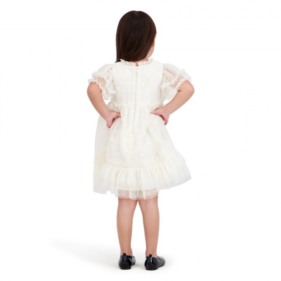 Kensie Girl Sequin Mesh Short Sleeve Dress – Ivory Silver (12 Months–3T) Kensie Girl Sequin Mesh Short Sleeve Dress – Ivory Silver (12 Months–3T)