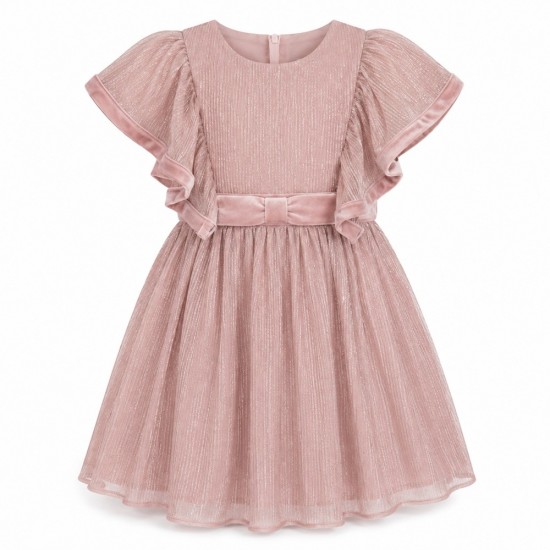 Girls Metallic Lurex Chiffon Sleeveless Dress – Mauve Girls Metallic Lurex Chiffon Sleeveless Dress – Mauve