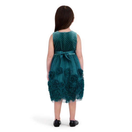 Girls Sparkle Velvet & Glitter Mesh Sleeveless Dress – Evergreen Girls Sparkle Velvet & Glitter Mesh Sleeveless Dress – Evergreen