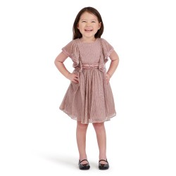 Girls Metallic Lurex Chiffon Sleeveless Dress – Mauve