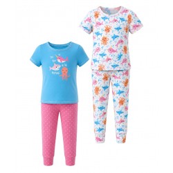 Rene Rofe Girls Ocean Creature 4-Piece Pajama Set – 12 to 24 Months