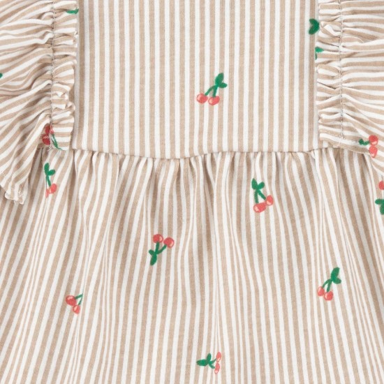 Carter's Baby Girl 3-Piece Striped Cherry Print Top, Bodysuit & Shorts Set