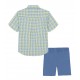 IZOD Boys 2-Piece Plaid Shirt & Shorts Set (Sizes 4–7) - Yellow/Blue 