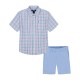 IZOD Boys 2-Piece Plaid Shirt & Shorts Set (Sizes 4–7) - Pink/Blue 