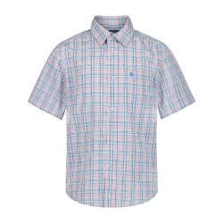 IZOD Big Boys Short Sleeve Regular Fit Button-Down Shirt - Pink/Blue 