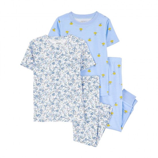 Carter's Toddler Girls 4-Piece Cotton Pajama Set – Blue Carter's Toddler Girls 4-Piece Cotton Pajama Set – Blue