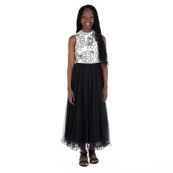 Speechless Big Girls Sleeveless Floral Maxi Dress – Ivory Black
