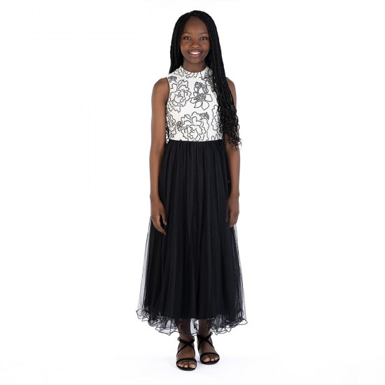 Speechless Big Girls Sleeveless Floral Maxi Dress – Ivory Black Speechless Big Girls Sleeveless Floral Maxi Dress – Ivory Black