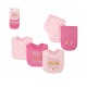 Hudson Baby Girls' 3-Piece Bib and 2-Piece Burp Cloth Set – Pink