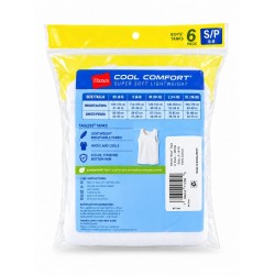 Hanes Boys' Cool Comfort Tagless White Tanks – 6-Pack