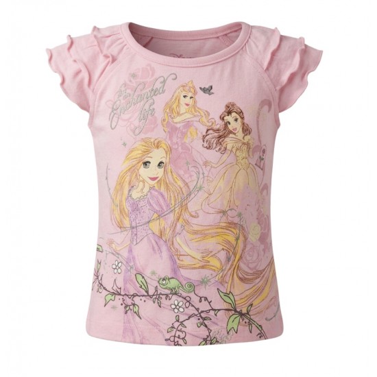 Girls' Disney Princess Pink Flutter Sleeve T-Shirt Girls' Disney Princess Pink Flutter Sleeve T-Shirt