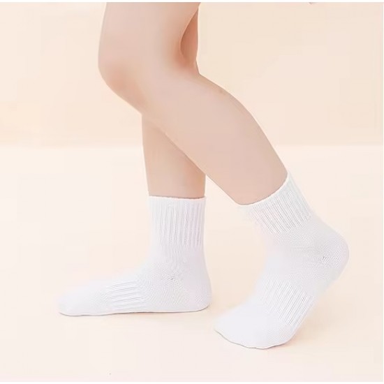 White Unisex Classic Crew Sock for Kids - 6 Pack by Sharp Edge 