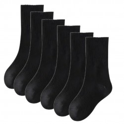 Black Unisex Classic Crew Sock for Kids - 6 Pack by Sharp Edge 