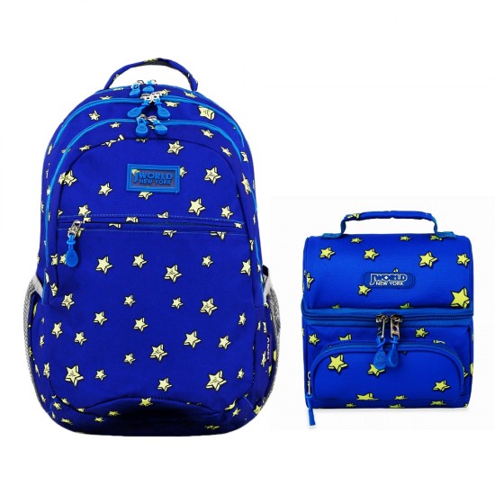 JWORLD Cornelia Laptop Backpack & Insulated Lunch Bag - Little Stars 