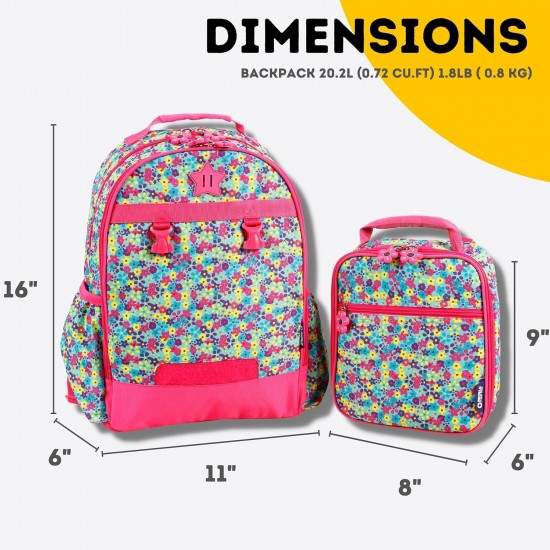 J WORLD Kids Backpack & Lunch Box Set - Duet Florets