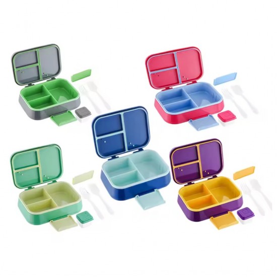 Lightweight Colorful Bento Lunchbox with Spoon and Fork Set