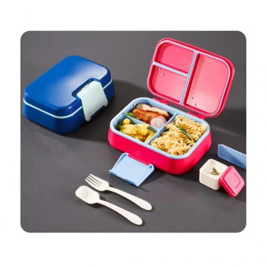 Lightweight Colorful Bento Lunchbox with Spoon and Fork Set