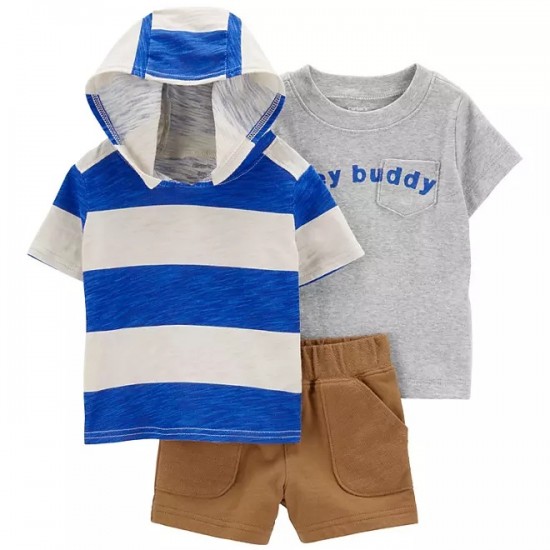 Carter's Boys 3-Piece Short Set - Blue Stripe