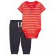 Carter's Boys 3 Piece Bodysuit Pant Set - Red Stripe 